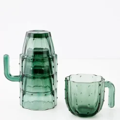 Discount Saguaro Cactus Glass Set Of 4 Green Drinkware