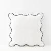 New Scalloped Cotton Cushion With Insert White/Navy Cushions & Throws