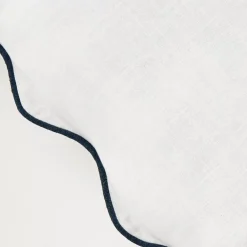 New Scalloped Cotton Cushion With Insert White/Navy Cushions & Throws