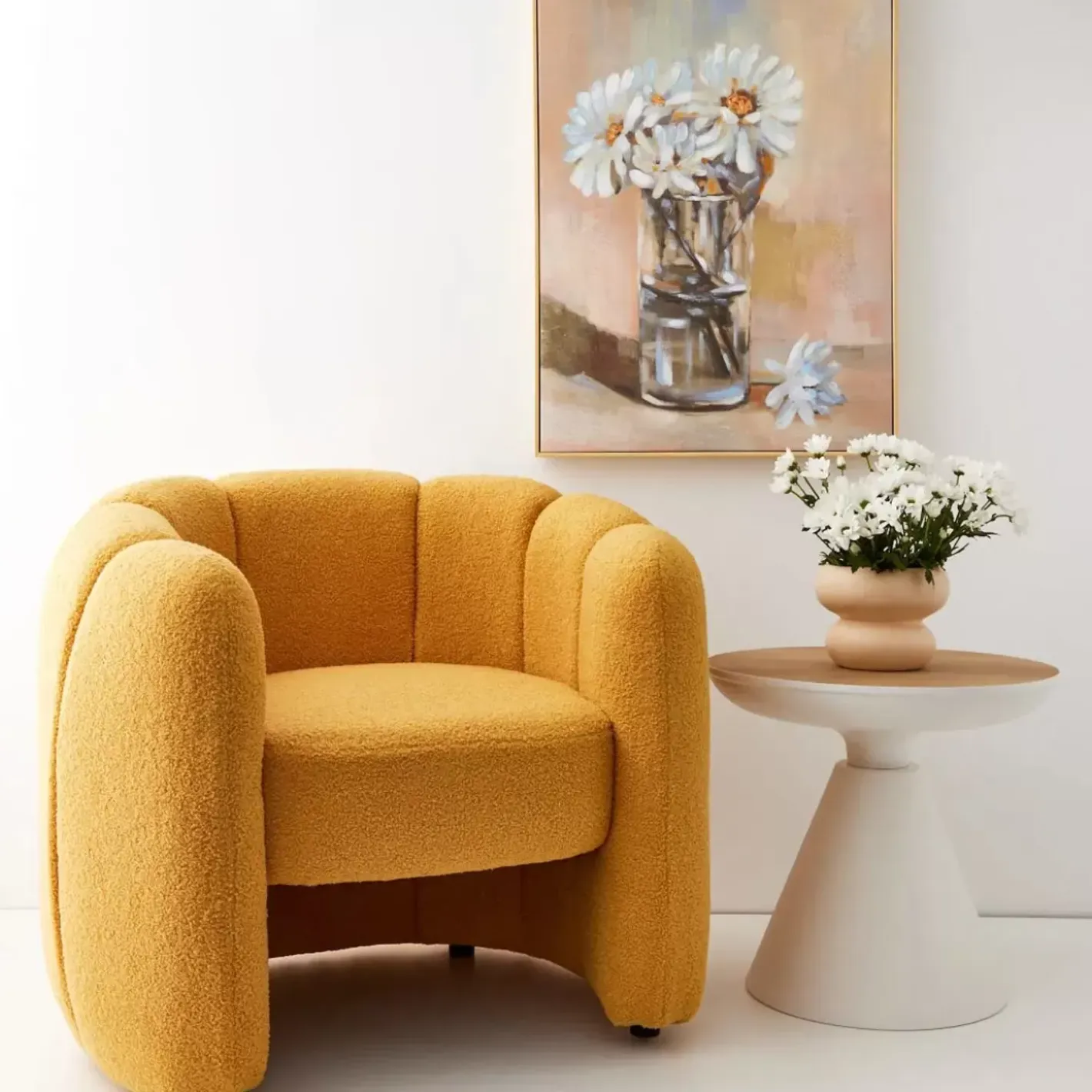 Discount Shell Fabric Accent Chair Mustard Furniture