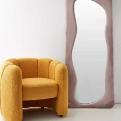 Discount Shell Fabric Accent Chair Mustard Furniture