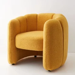 Discount Shell Fabric Accent Chair Mustard Furniture