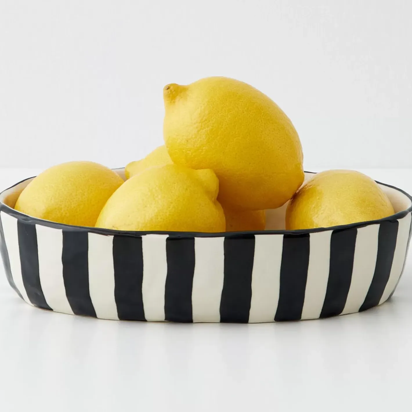 Outlet Stripe Shallow Ceramic Serving Bowl Serveware