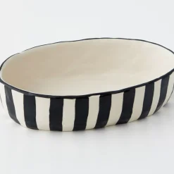 Outlet Stripe Shallow Ceramic Serving Bowl Serveware
