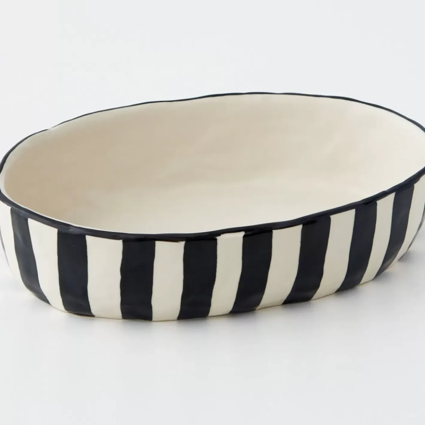Outlet Stripe Shallow Ceramic Serving Bowl Serveware