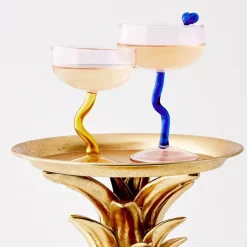 Discount Swirl Stem Cocktail Glass Pink/Amber Cocktail Glasses