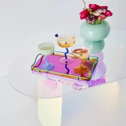 Discount Swirl Stem Cocktail Glass Pink/Amber Cocktail Glasses