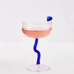 Sale Swirl Stem Cocktail Glass Pink/Blue Cocktail Glasses