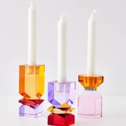 Outlet Technicolour Crystal Taper Candle Holder Purple Red Candle Holders