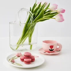 Outlet Tulip Ceramic Tea Cup And Saucer Pink Mugs & Teacups