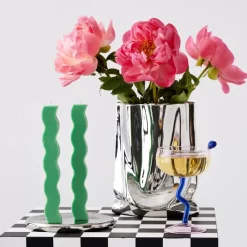 Online Wavy Taper Candle Green 2 Pack Candles